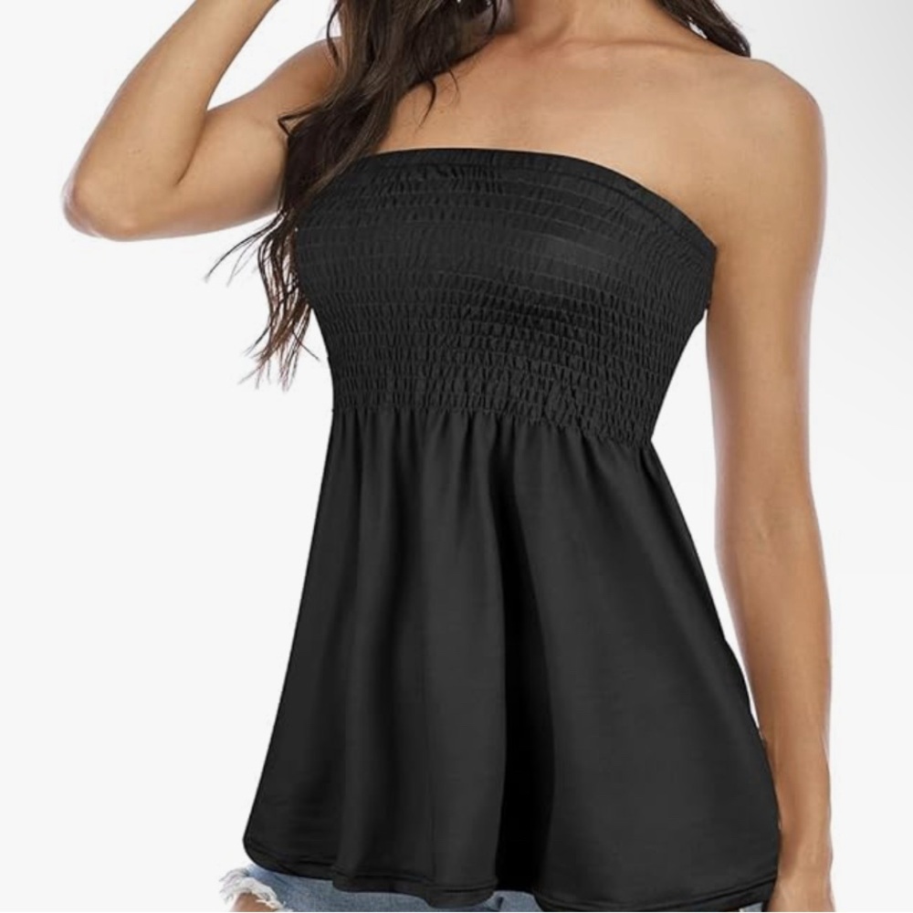 Womens Strapless Pleated Tube Top Shirt Halter Twisted Tank host pick XL